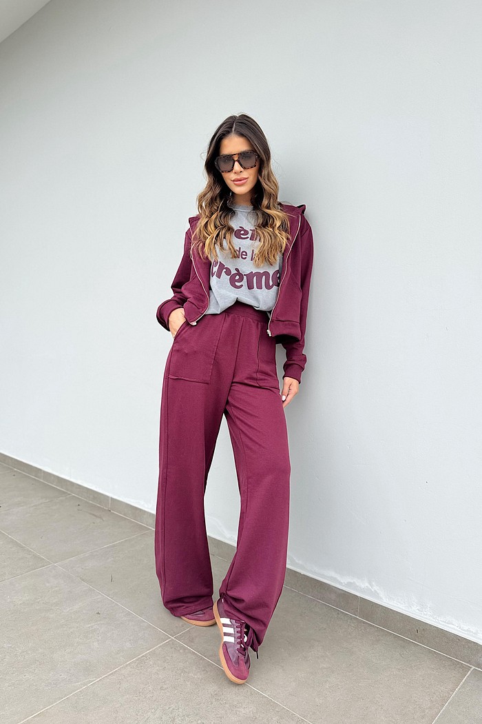 Calça Comfy Wide Vinho