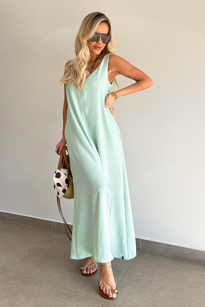 Vestido Midi Mahina Verde Menta