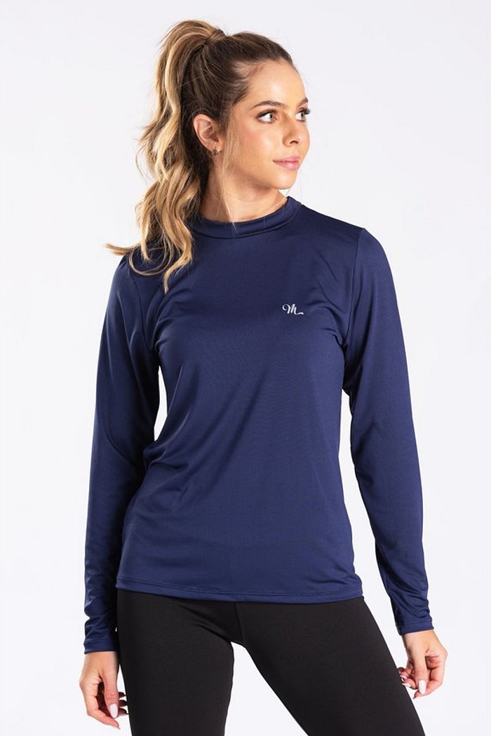 Camiseta Térmica Manga Longa Feminina Marinho