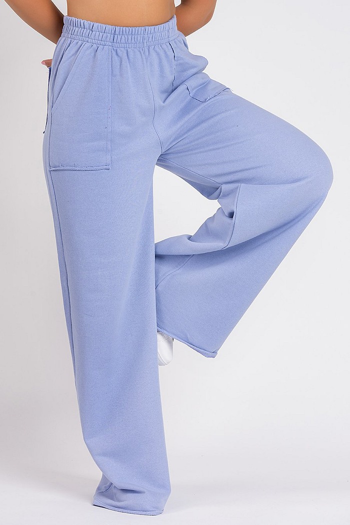 Calça Wide Leg Moletom Lilás