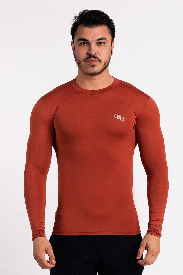 Camiseta Térmica Manga Longa Masculina Marrom