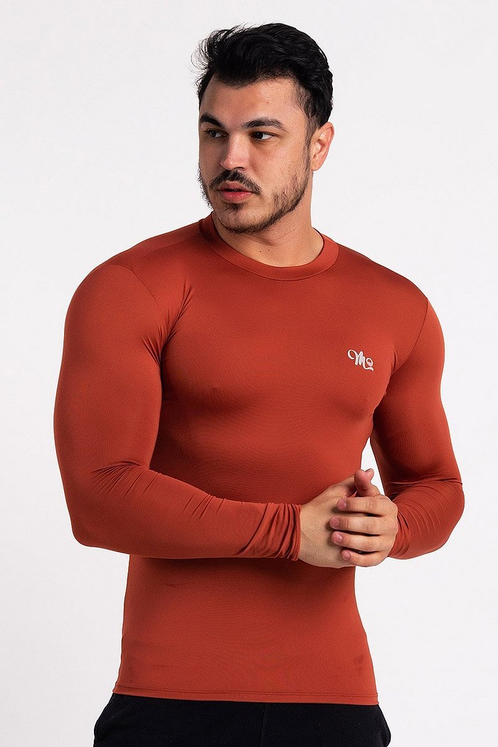 Camiseta Térmica Manga Longa Masculina Marrom