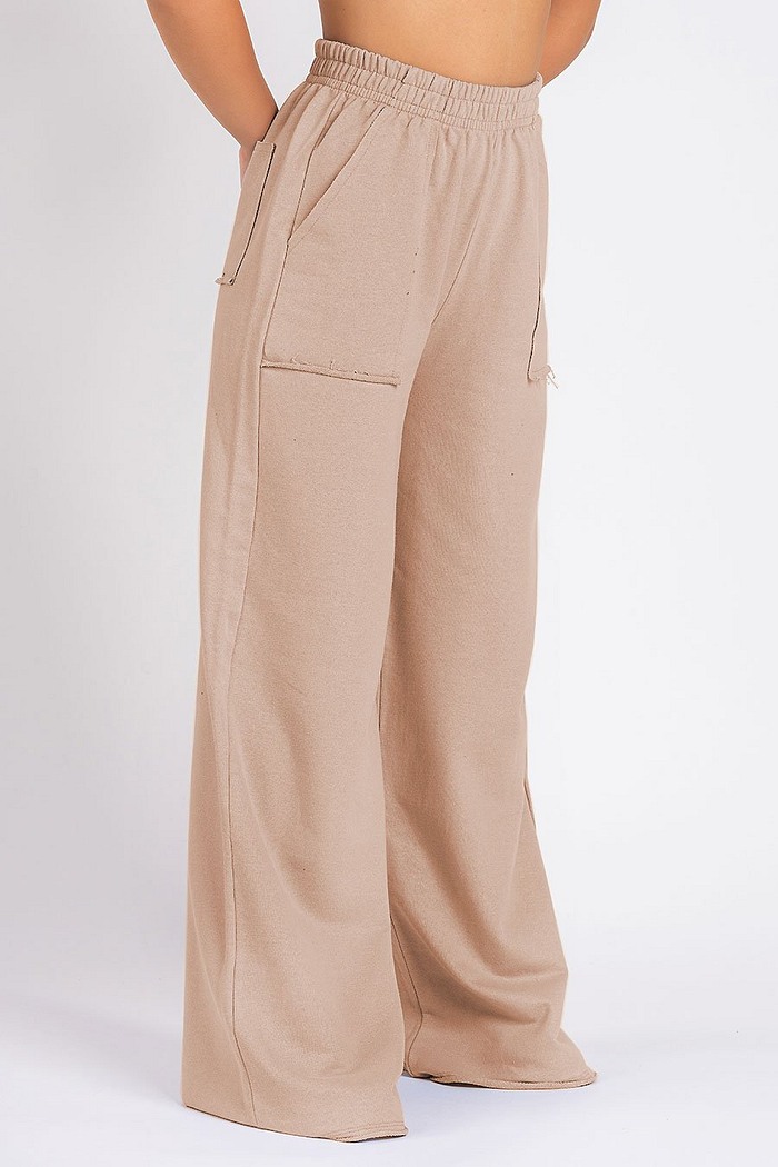 Calça Wide Leg Moletom Cappuccino