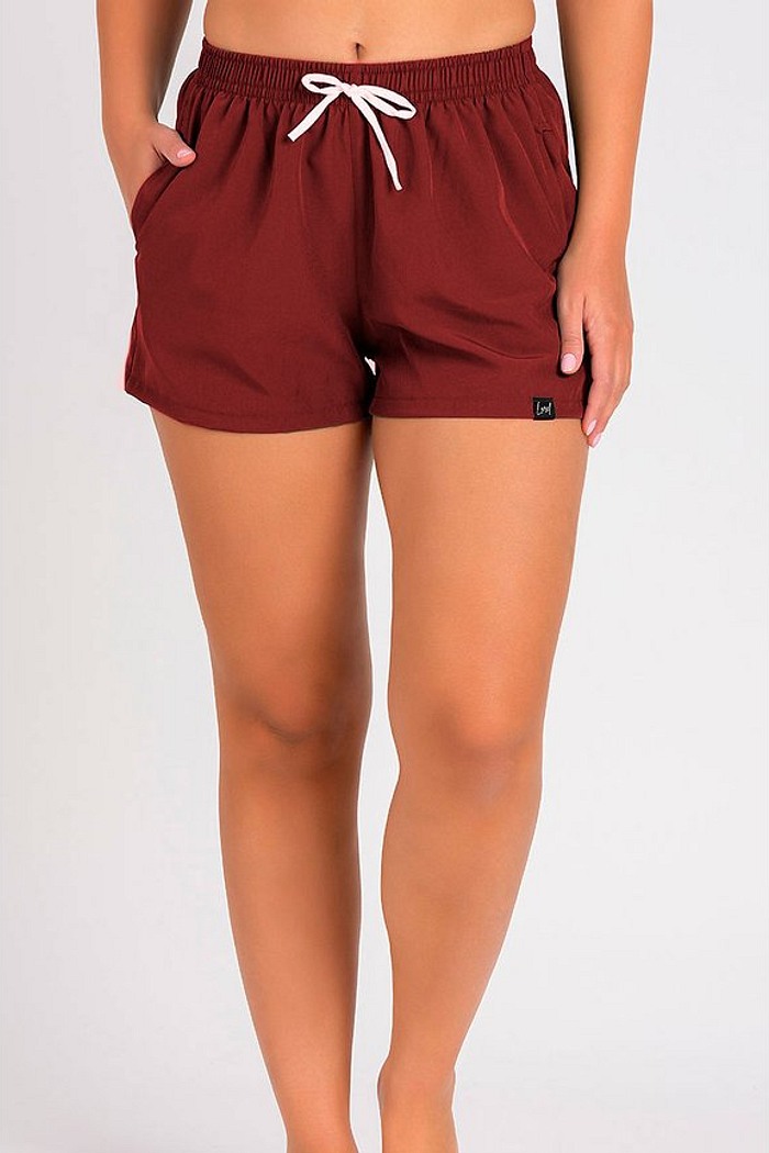 Short Praia Confort Feminino Liso Bordo