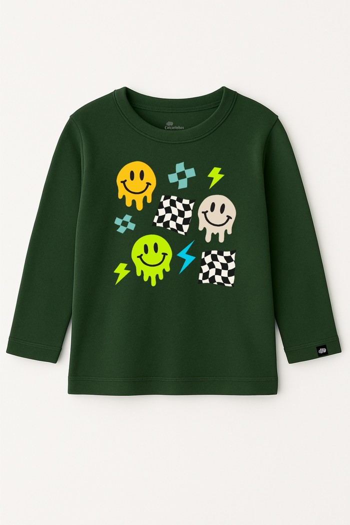 Camiseta Infantil ML Verde Escuro Smiles