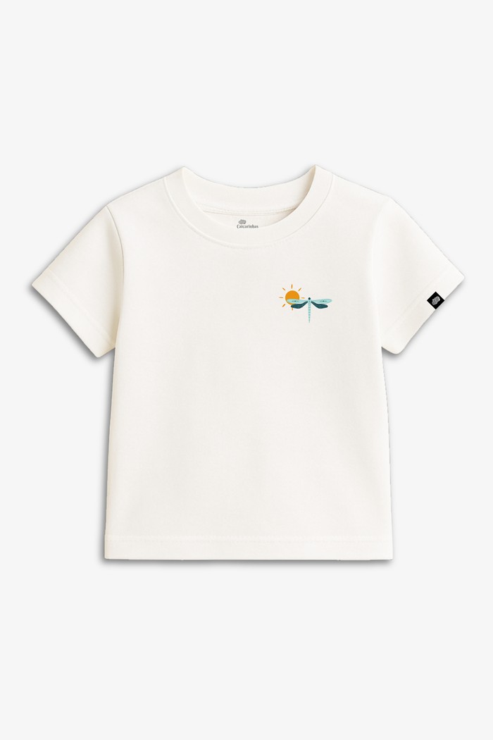 Camiseta Infantil Manga Curta Off White Libélula
