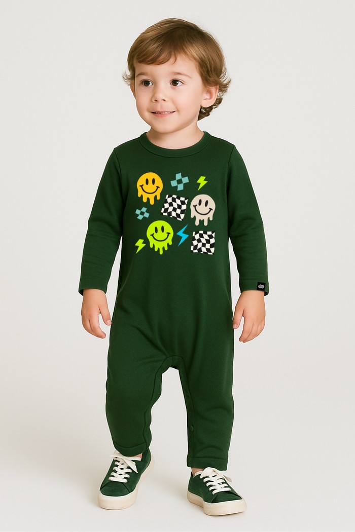 Macacão Longo Manga Longa Verde Escuro Smiles