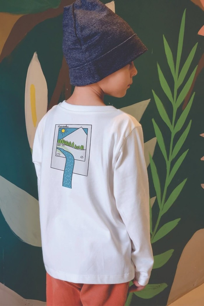 Camiseta Infantil ML Off White Cachoeira
