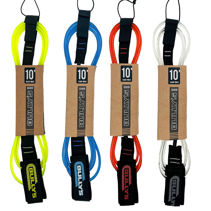 Leash Bullys 10' x 7 mm - Silver Giant Wave Longboard