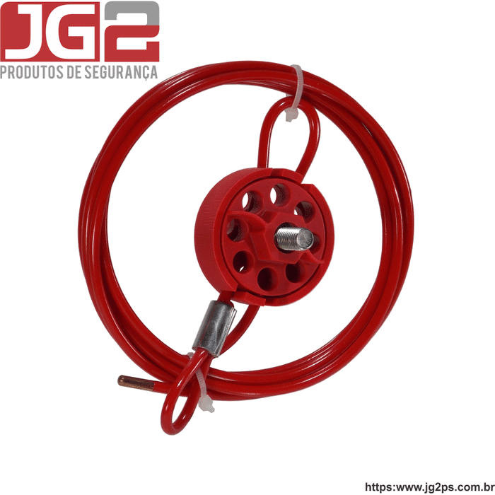 Dispositivo de bloqueio JG2 multiuso, 8 furos, com cabo de aço Ø3,8mm x 2m ajustável  JGL252-1