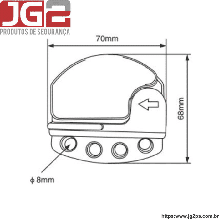 Dispositivo de bloqueio JG2 multiuso, 4 furos, com cabo de aço de Ø6mm x 2m ajustável JGL250-2