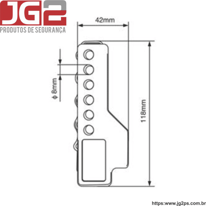 Dispositivo de bloqueio JG2 multiuso, 6 furos, com cabo de aço Ø4mm x 2m ajustável  JGL254-1