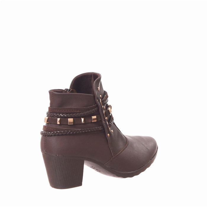 Bota Ankle Boot Mississipi Detalhe Trançado Metal Marrom