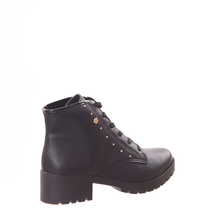 Bota Coturno Pink Cats Solado Tratorado Detalhe Tachas Preta