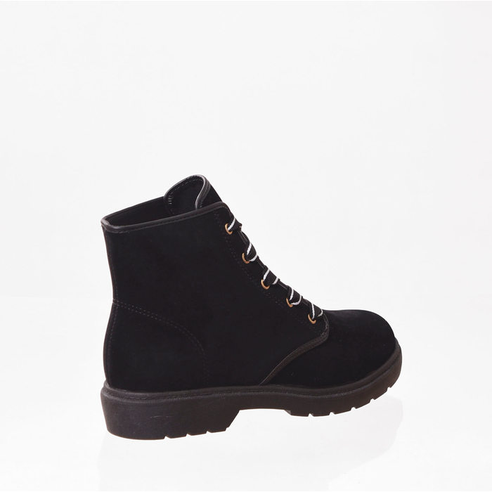 Bota Coturno Molekinha Nobuck Detalhe Cadarço com Listra Preto