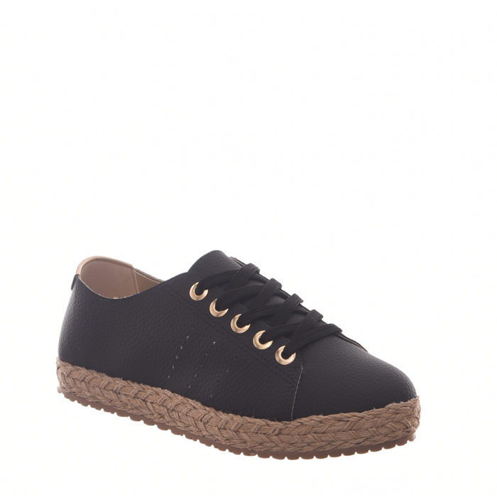 Tênis Moleca Detalhe Solado Corda Preto