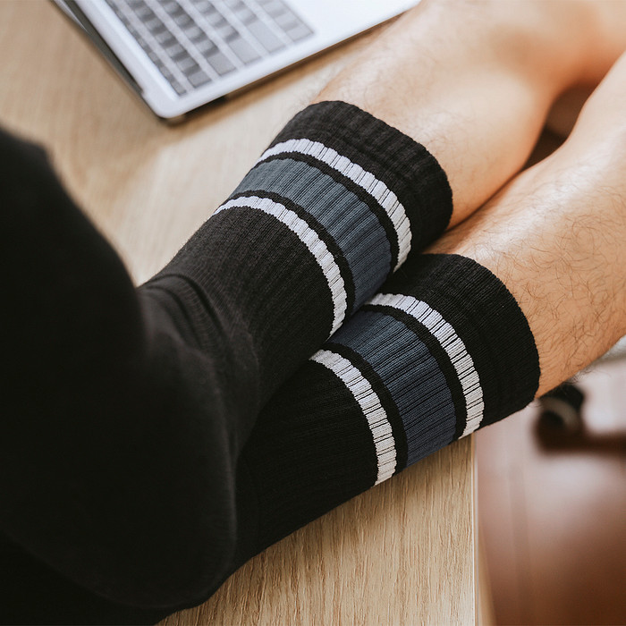 Meia Esportiva Norden Stripe Preto e Cinza 44/48