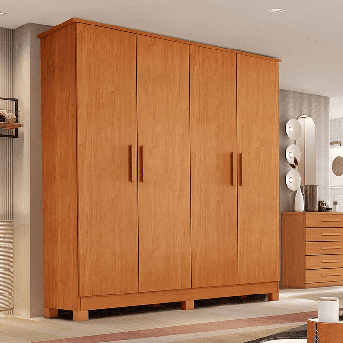 Guarda-Roupa Solteiro Em MDF 4 Portas Bianchi Nina Nature