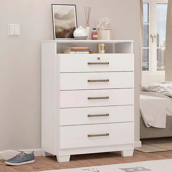 Cômoda Triunfo com Chave Demóbile 5 Gavetas  – Branco