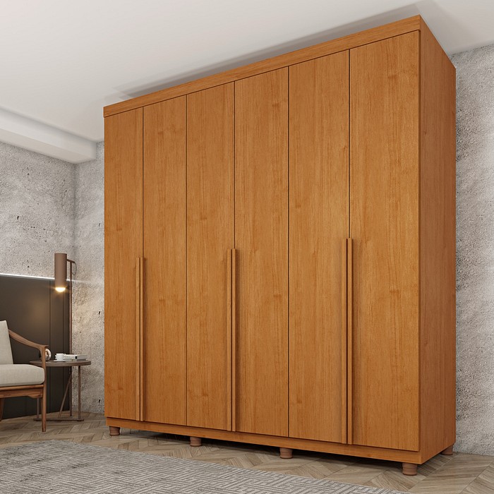 Guarda-Roupa Casal em MDF 6 Portas Tcil Móveis Joinville Cinamomo