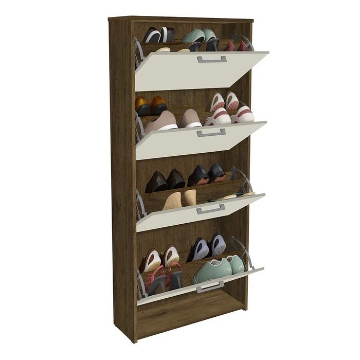 Sapateira Carol 4 Portas Basculantes - Jequitibá/Off White - J&A Móveis