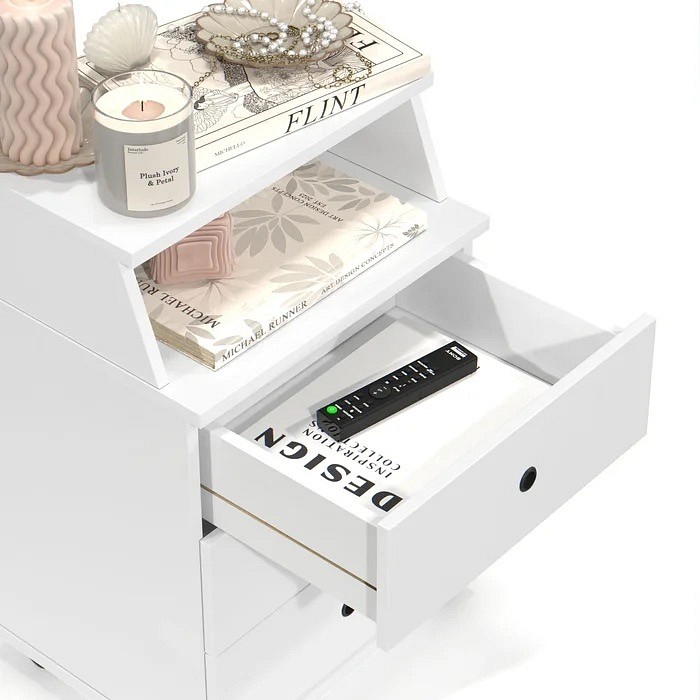 Mesa de Cabeceira 3 Gavetas Luxo New Branco – EJ Móveis