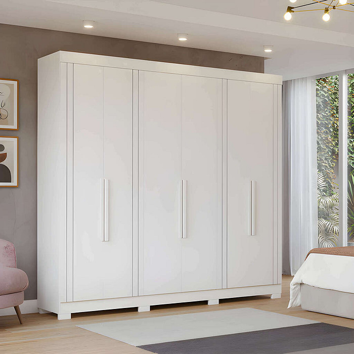 Guarda-Roupa Casal 100% MDF 6 Portas Panan Móveis Cecilia Branco
