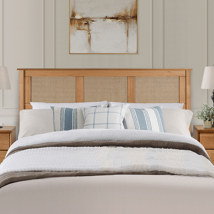Cabeceira de Cama KING 199 cm Nature Madeira e Rattan
