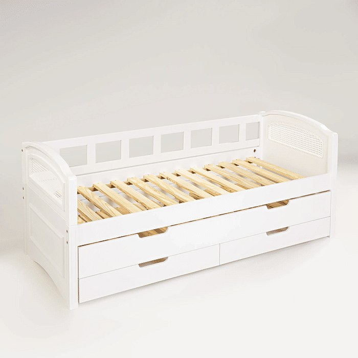Sofá Cama com Cama Auxiliar Feliz Branco com Tela branca