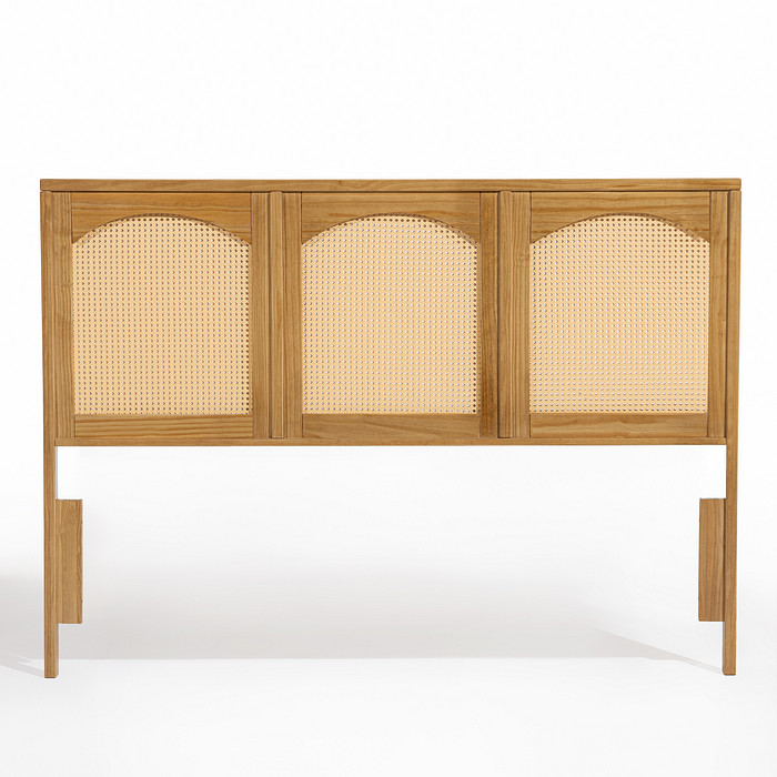 Cabeceira de Cama QUEEN 166cm Arcs Madeira e Rattan