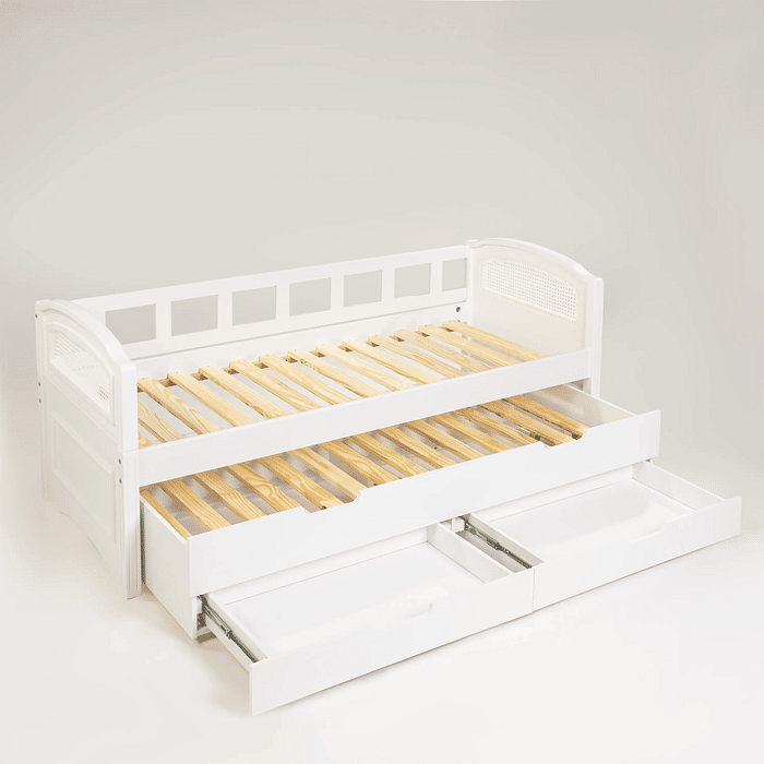 Sofá Cama com Cama Auxiliar Feliz Branco com Tela branca