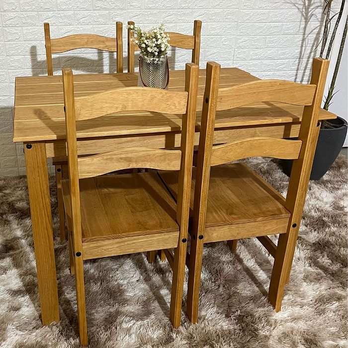 Conjunto Mesa Com 4 Cadeiras Madeira Maciça