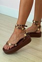 Sandália Brenda Marrom Flatform com Tiras Sandália Brenda Marrom Flatform com Tiras