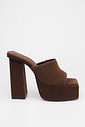 Tamanco Duna Marrom - salto alto com plataforma e bico quadrado