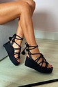 Sandália Pati Preto - Anabela de Corda com Amarração Sandália Pati Preto - Anabela de Corda com Amarração