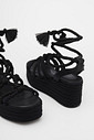 Sandália Pati Preto MIST – Plataforma Feminina em Corda com Amarração Sandália Pati Preto MIST – design boho-chic com plataforma estável