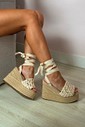 Sandália Serena Off-White Plataforma Anabela