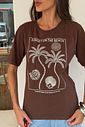T-SHIRT ESTONADA SUNSET BEACH MARROM CHOCOLATE
