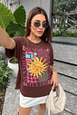 T-SHIRT OVERSIZED SUMMER BREEZE MARROM CHOCOLATE