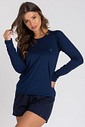 Camiseta Feminina UV Dry Manga Longa Raglan Marinho