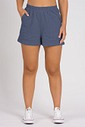 Short de Moletom Feminino Bolso a Fio Mescla Marinho Short de Moletom Feminino Bolso a Fio Mescla Marinho
